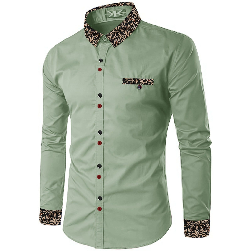 Kemeja Polos Pria Dewasa Lengan Pendek Warna Coklat Muda