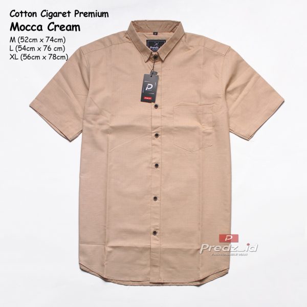 Kemeja Polos Pria Dewasa Lengan Pendek Warna Coklat Muda