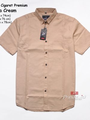 Kemeja Polos Pria Dewasa Lengan Pendek Warna Coklat Muda